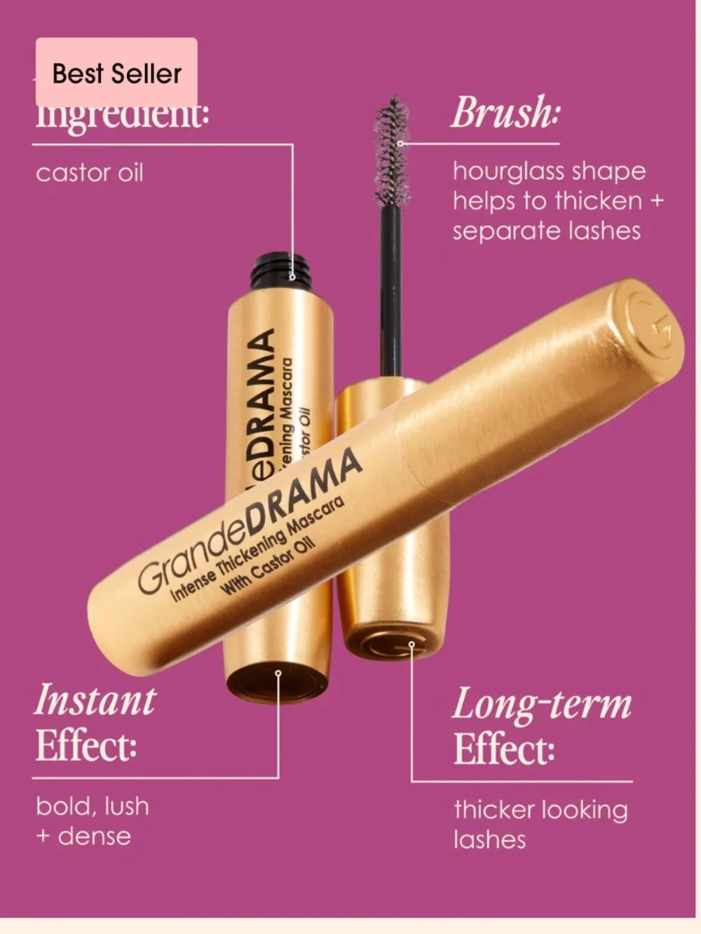 Grande Drama Intense Thickening Mascara with castor oil